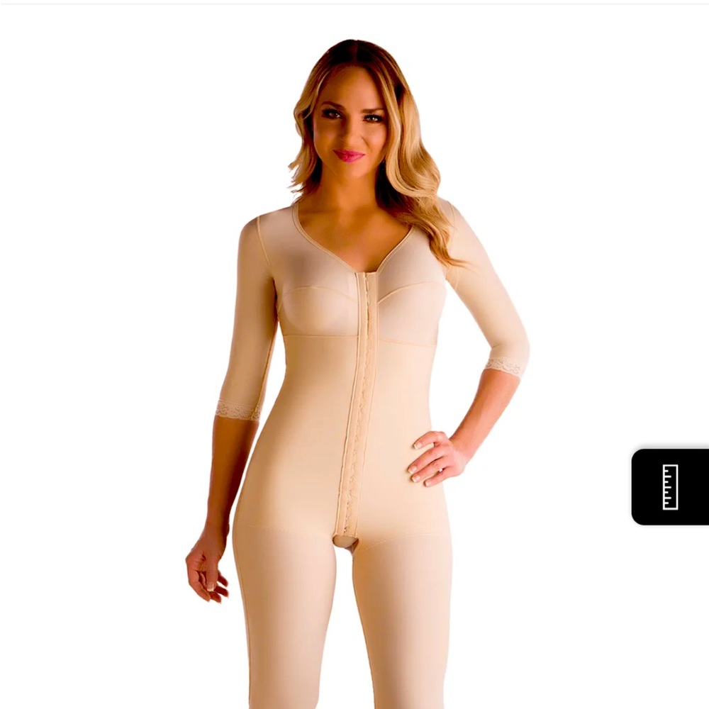 Bodysuit three-quarter length sleeves ankle length in beige size smal